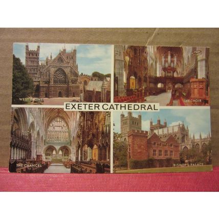multiview, EXETER CATHEDRAL, DEVON used postcard by J. Salmon 1975 pm =