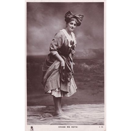 Chase Me Boys Glamour Striptease WW1 Sea Nymph RPC Postcard