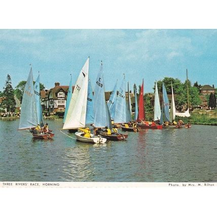Sailing Ship Three Rivers Race at Horning Norfolk Rare Postcard