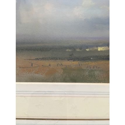 Original Painting by David Mynett Burgundy After Their Harvest 1984 Framed
