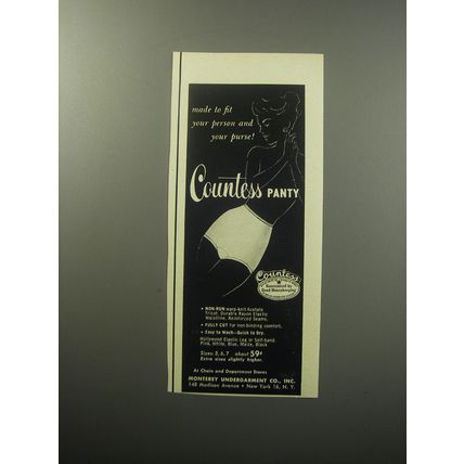 1957 Countess Panty Ad - Made to fit your person and your purse