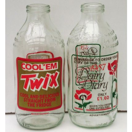 Vintage advertising Milk Bottles 1980's x 4 M8
