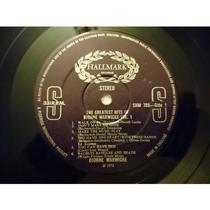 DIONNE WARWICKE – GREATEST HITS VOL 1 - 12" ALBUM