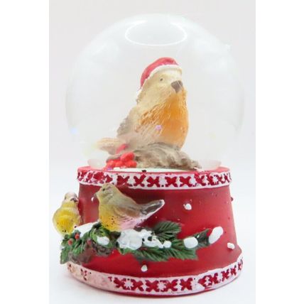 Miniature Winter Robin Snow Globe Glitter 6.5 CM Gift Christmas Holiday Red Base
