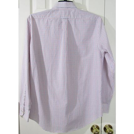 Izod Men's LS White Dress Shirt with Red & Blue Grid Lines, 16-1/2 (34/35)