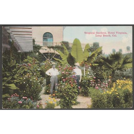 Tropical Gardens, Hotel Virginia, Long Beach, California, c1910 - Souv Pub Co PC