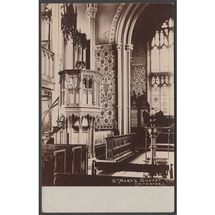 Interior, St Mary's Church, Sheffield, Yorkshire, c.1905 - CDP RP Postcard
