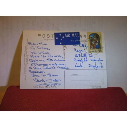 ASLING BEACH, EDEN, NEW SOUTH WALES, AUSTRALIA used postcard. 1989 stamp =