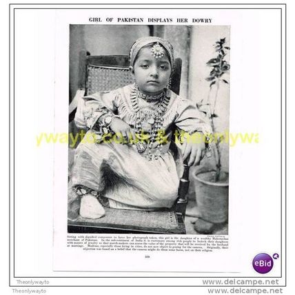 GIRL DISPLAYS HER DOWRY, PAKISTAN, Book Illustration, c1953