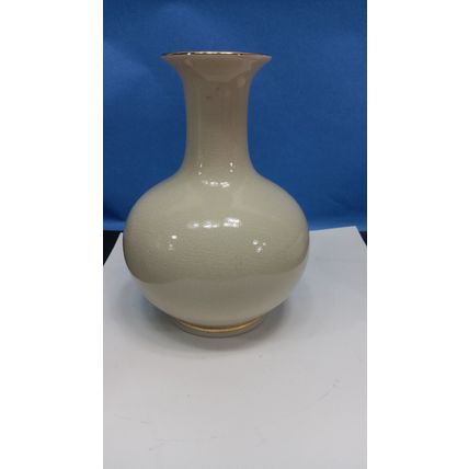 Signed Vintage Toyo Japan Vase Gold Blue Red Floral Iris Flowers Kingfisher Bird