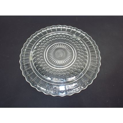 Vintage Federal Glass Sunflower Bubble Pattern Footed 11 1/4" Cake Torte Plate