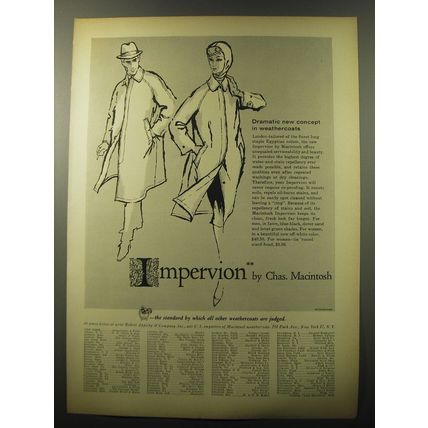 1960 Macintosh Impervion Weathercoat Advertisement - Dramatic new concept