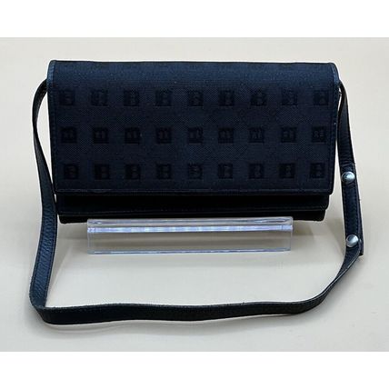 A Beautiful Vintage Rare Cotton/leather Black Bally Crossbody Wristlet Wallet