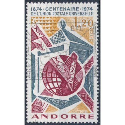 Centenary of UPU - Andorra French 1974 - F H - MiNr 263