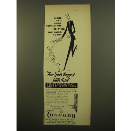 1961 The Tuscany Hotel Ad - More and more people are relaying the word about