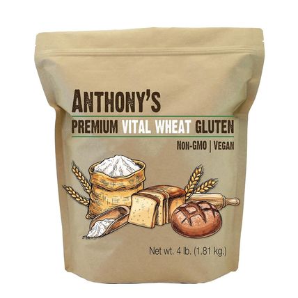 Anthony'S Vital Wheat Gluten, 4 Lb, Vegan, Non GMO, Keto Friendly, Low Carb