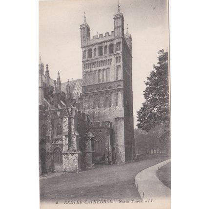 EC550 EXETER CATHEDRAL - NORTH TOWER . LL PRINTED POSTCARD
