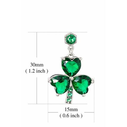 Mist Green Clover Diamond Studded Dangle Earrings