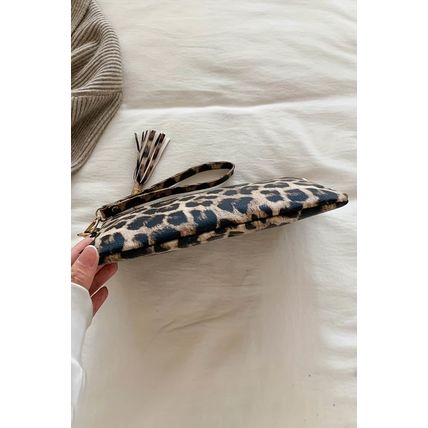 Chestnut Leopard Print Wrist Strap Zipped Wallet
