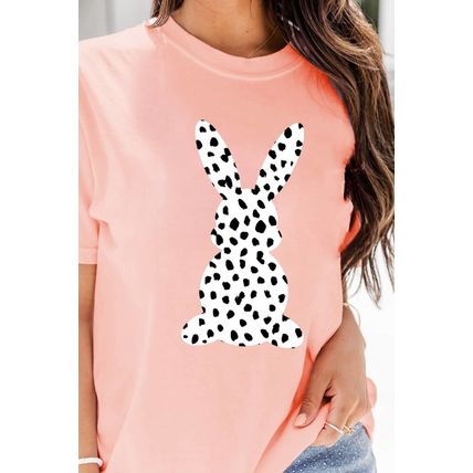 Pink Spotty Bunny Printed Easter Fashion T Shirt