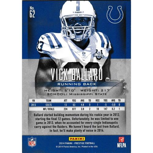 2014 Panini Prestige 62 Vick Ballard Indianapolis Colts