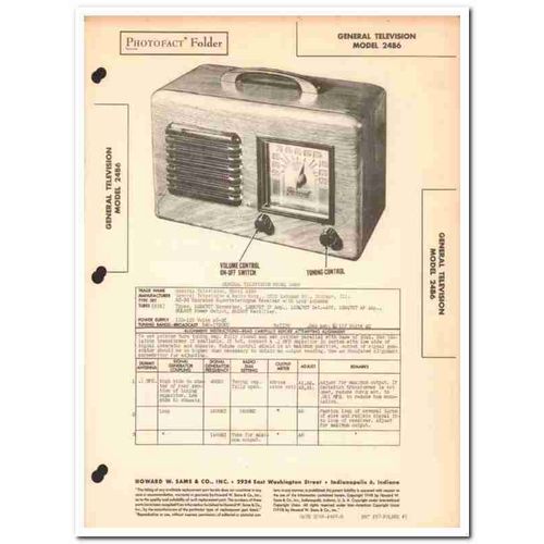 general television model 24b6 6-tube am radio sams photofact manual