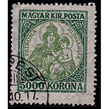Hungary 1923 Madona & Child 5000k Used Stamp..