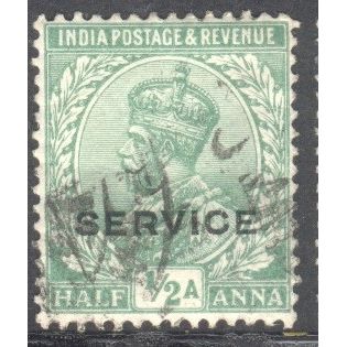 India 1912 - SG O76 - KGV ½a green (SERVICE) used 24
