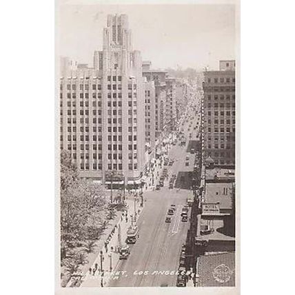 Wall Street Los Angeles America Vintage Real Photo Aerial Postcard