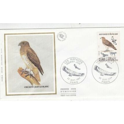 France 1984 Circaete Jean Le Blanc Silk FDC Paris special cancel unaddressed VGC