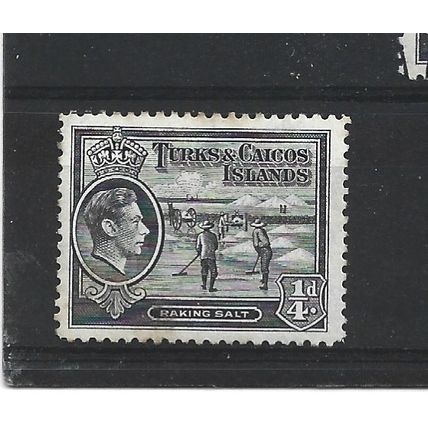 Turks&Caicos.SG194 1/4d Raking Salt (Black).Fine Used.Aug24f