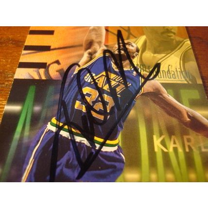 1996/97 Fleer, Autograph Card, KARL MALONE, HOF w/COA, Jazz