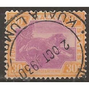 Federated Malay States 1929 SG71 30c Purple & Orange-Yellow Wmk MSCA Fine Used .