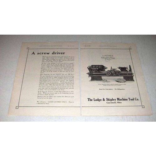 1922 Lodge & Shipley Selective Head Engine Lathe Ad