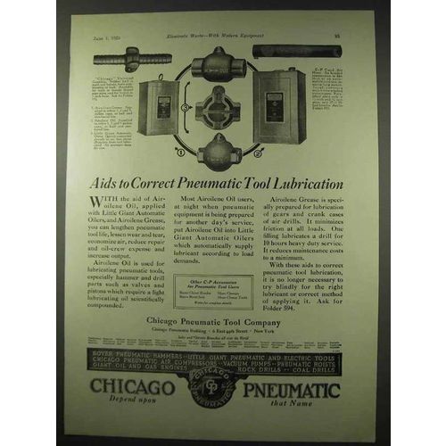 1922 Chicago Pneumatic Tools Ad - Correct Lubrication