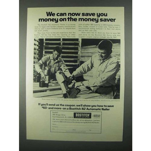 1967 Bostitch N2 Automatic Nailer Ad - Money Saver