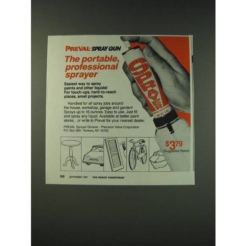 1987 Preval Spray Gun Ad - Preval Spray Gun The portable, professional sprayer