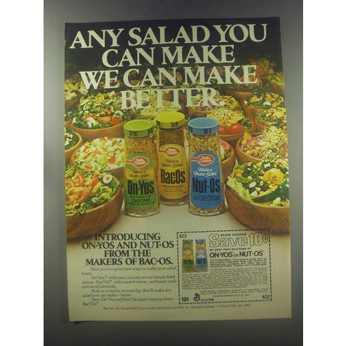 1980 Betty Crocker On*yos, Nut*Os and Bac*Os Advertisement