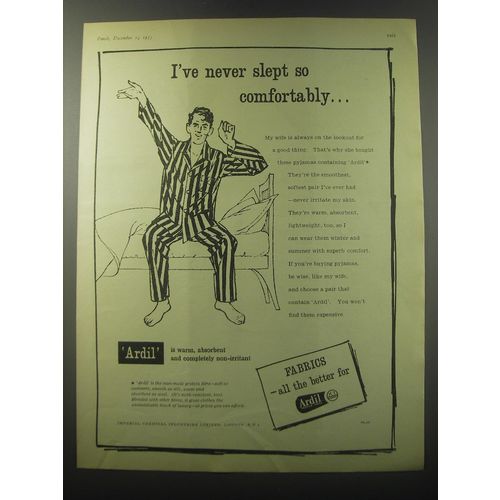 1955 ICI Ardil Shirts Ad - I've never slept so comfortably