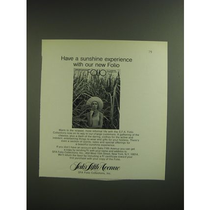 1974 Saks Fifth Avenue Fashion Advertisement - Have a sunshine experience