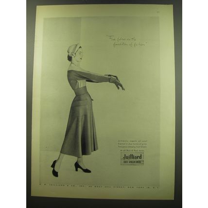 1949 Julliard Two-Piece Dress by Toni Owen Ad - Fine fabrics are the foundation