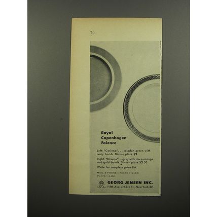 1953 Georg Jensen Advertisement - Royal Copenhagen China in Corinna, Oranja