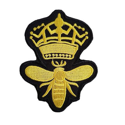 Iron On Patch Bee Queen Crown Badge Sew Embroidered Royal 6cm x 8cm Golden P490