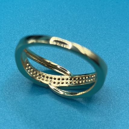 Ring Wave 18K Yellow Gold Band with CZ #762