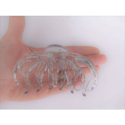 Large clear transparent gray hair claw clip for thick hair