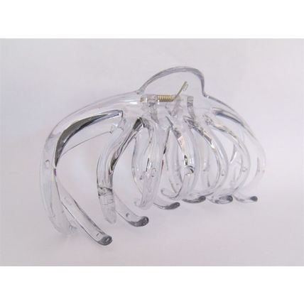 Large clear transparent gray hair claw clip for thick hair