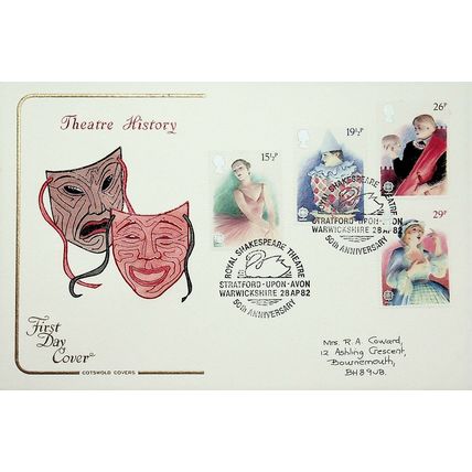 1982 Theatre, Royal Shakespeare Theatre, Stratford, Postmark, Cotswold FDC