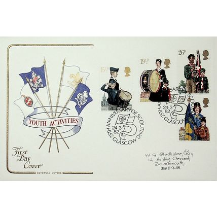 1982 Youth Activities, 75th Anniversary Of Scouts Glasgow Postmark, Cotswold FDC