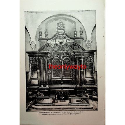 Reredos, St Mary Abchurch, London, Wood Carving, Book Illustration, c1907