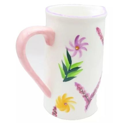 Purple & Yellow Floral Jug 14 CM Fine China Tableware Gift Home Decor Ceramic